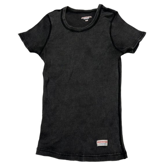 Alexander Wang Bodywear Short Sleeve Tee in Ribbed Cotton - Picture 1 of 5